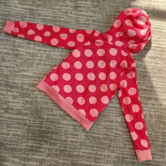Disney Minnie Mouse 1/4 zip pullover hoodie jacket pink polk-a-dot size 7/8 - Picture 9 of 9